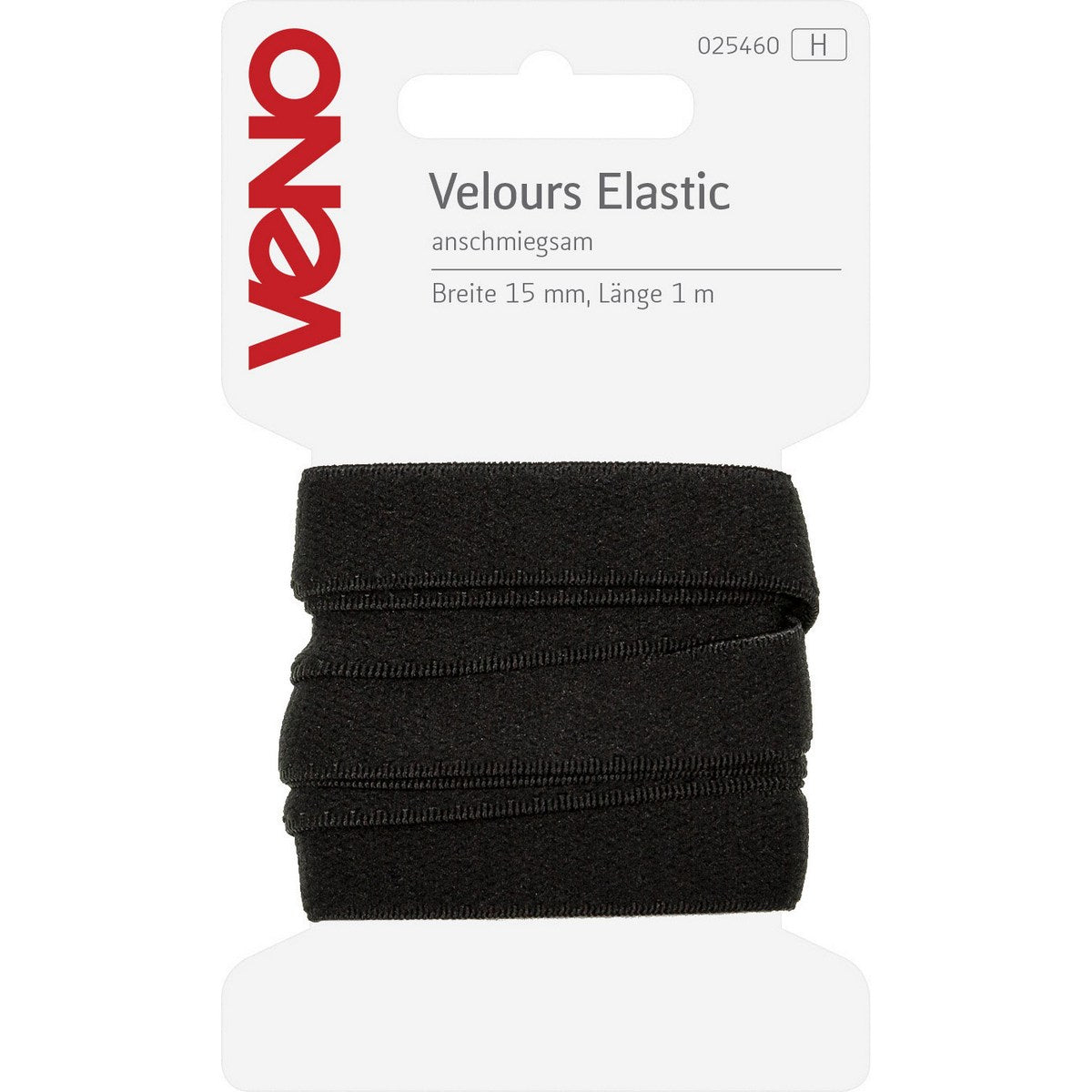 Velours-Gummiband 15 mm schwarz – samtweiches, elastisches Band für Unterwäsche, Masken & Accessoires, als Meterware erhältlich